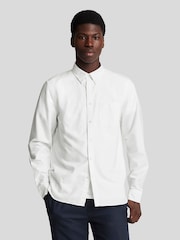 Lyle & Scott White Tonal Eagle Plain Oxford Shirt - Image 1 of 5