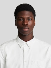 Lyle & Scott White Tonal Eagle Plain Oxford Shirt - Image 4 of 5