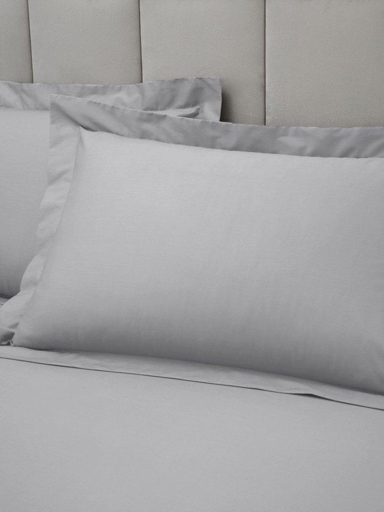 Bianca Silver Grey 180 Thread Count Cotton Oxford Pillowcase - Image 1 of 3