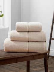 Bianca Natural Zero Twist Satin Stitch Cotton Towel - Image 2 of 3