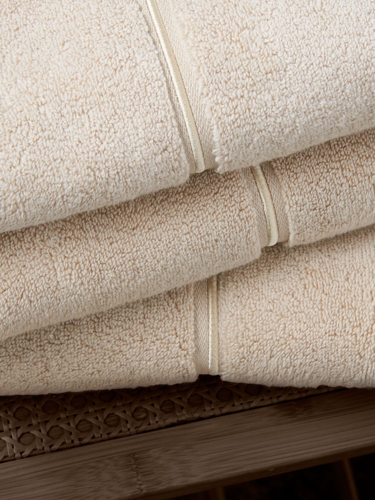 Bianca Natural Zero Twist Satin Stitch Cotton Towel - Image 3 of 3