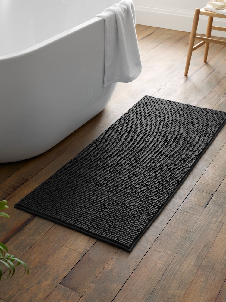 Catherine Lansfield Charcoal Grey Bobble Long Bath Mat Runner - Image 1 of 3