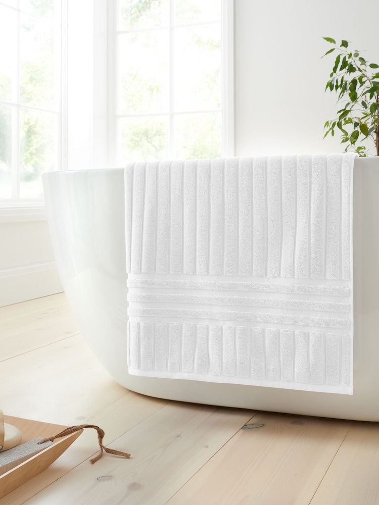 Bianca White Hotel Stripe Cotton Collection Towel - Image 1 of 3 Bianca White Hotel Stripe Cotton Collection Towel - Image 1 of 3