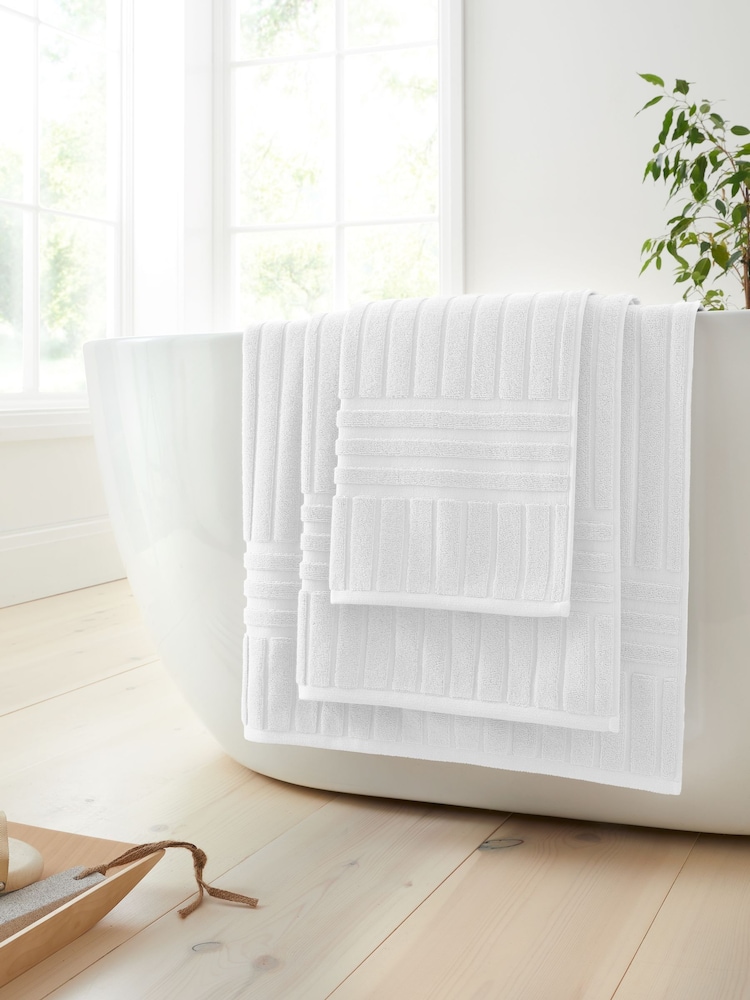 Bianca White Hotel Stripe Cotton Collection Towel - Image 2 of 3 Bianca White Hotel Stripe Cotton Collection Towel - Image 2 of 3