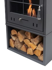 Adam Charcoal Grey S4 Bio Ethanol Stove with Log Storage and Angled Stove Pipe - Image 3 of 6