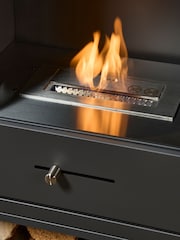 Acantha Black Marble Effect Tile  Hearth Set in Marble Effect with OKO S3 Stove Log Store  Extra Tall Angled Pipe - Image 3 of 6