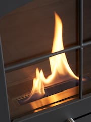 Acantha Slate Venetian Plaster Effect Tile  Hearth Set in Slate Plaster Effect with OKO S2 Stove Log Store  Angled Pipe - Image 3 of 6