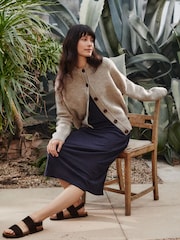 Celtic & Co. Natural British Wool Moss Stitch Cardigan - Imaginea 2 din 4