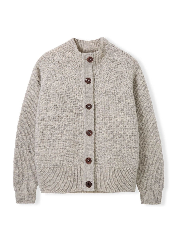 Celtic & Co. Natural British Wool Moss Stitch Cardigan - Imaginea 4 din 4
