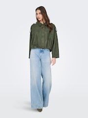 JDY Green Faux Suede Bomber Jacket - Image 4 of 7