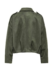 JDY Green Faux Suede Bomber Jacket - Image 7 of 7