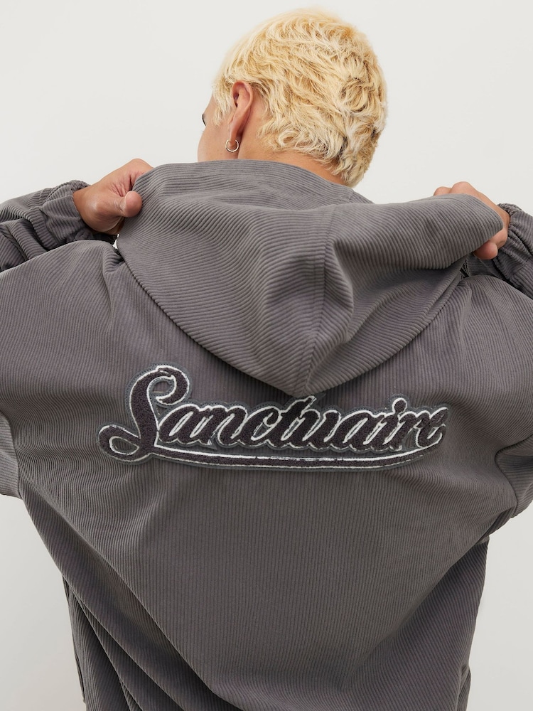 River Island Sanctuaire kordfløyelshettegenser med glidelås - Bilde 2 av 4