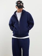 River Island Blue Oversized Zip Through Hoodie - Image 1 of 4