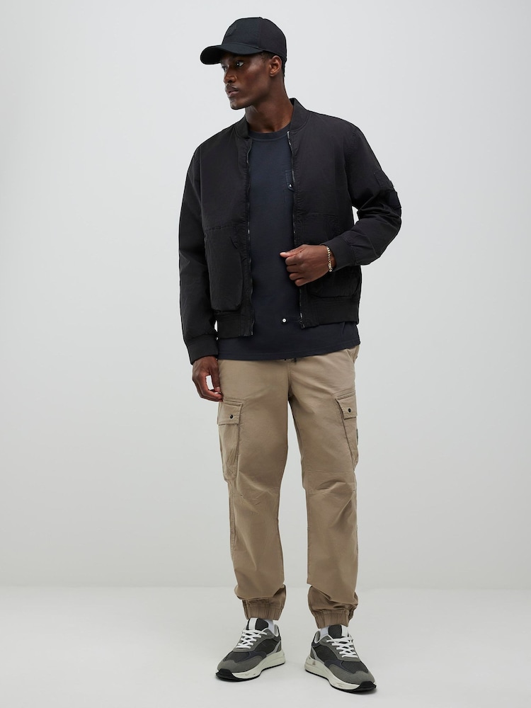 River Island Natural Regular Fit Cuffed Cargo Trousers - Image 1 of 4