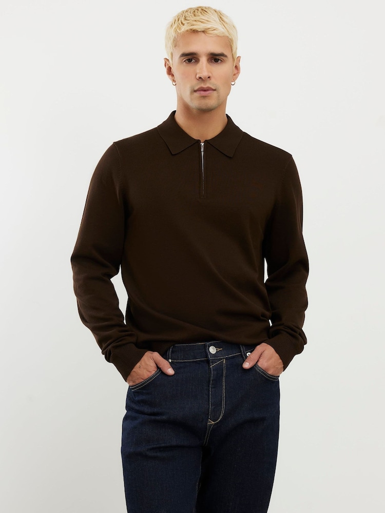 River Island Brown Slim Fit Essential Polo Shirt - Image 1 of 5