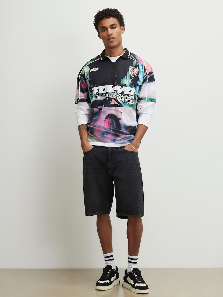 River Island Black Washed Denim Jorts - Image 1 of 4