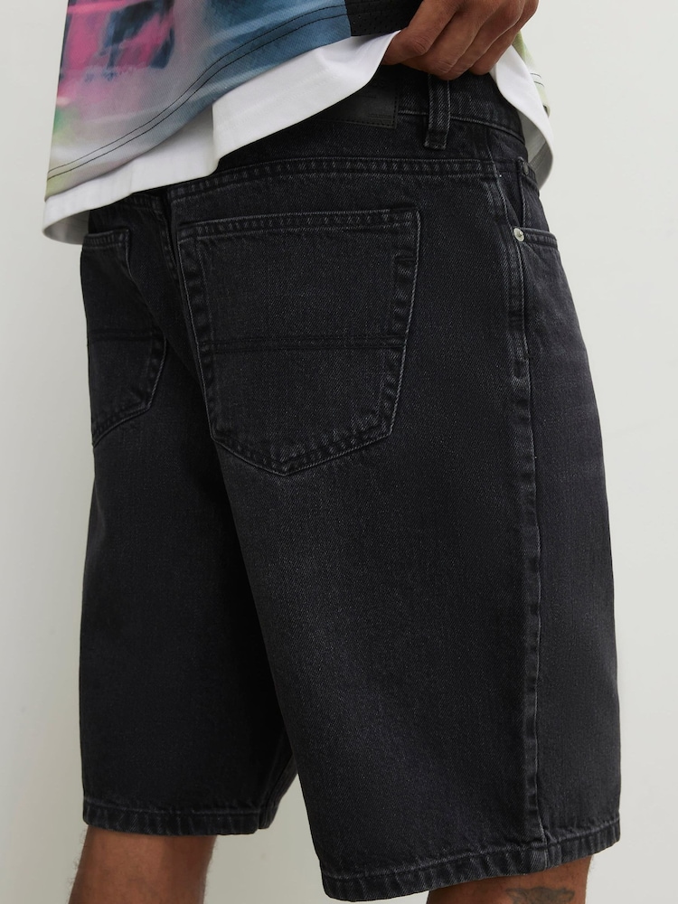 River Island Black Washed Denim Jorts - Image 4 of 4
