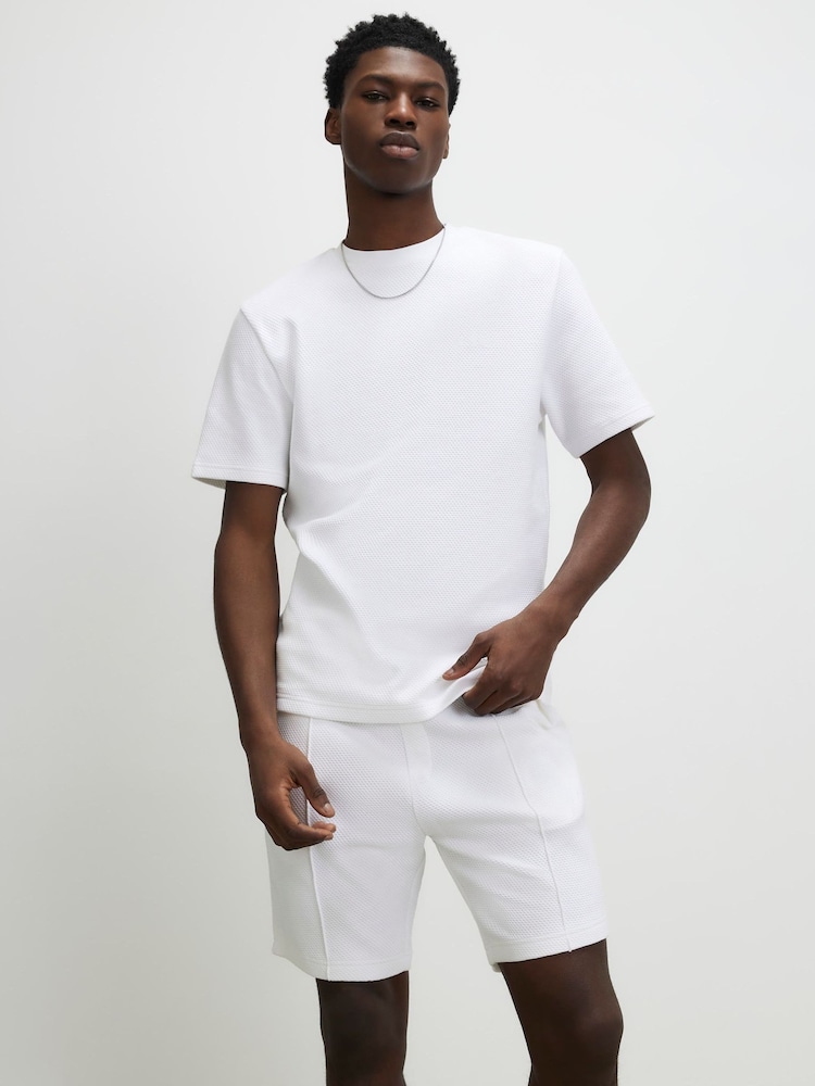 River Island White Slim Interlock T-Shirt & Short Set - Image 1 of 4 River Island White Slim Interlock T-Shirt & Short Set - Image 1 of 4