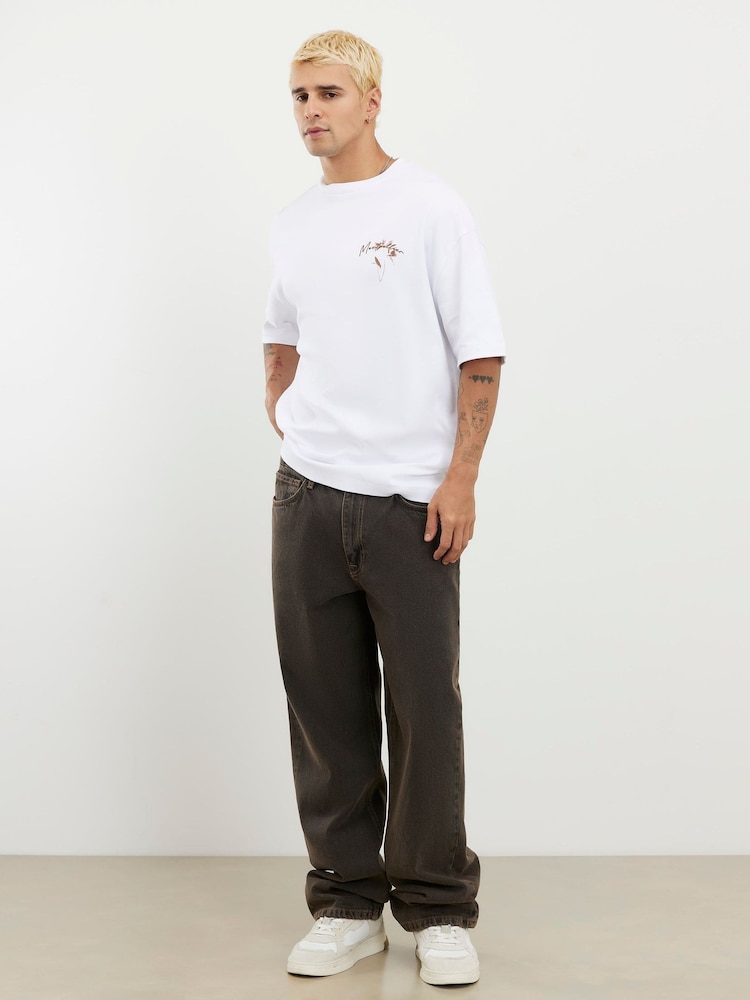 River Island White Oversized Floral T-Shirt - Image 1 of 4