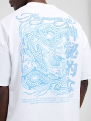 River Island White Oversized Fit Kagawa Dragon T-Shirt - Image 2 of 4