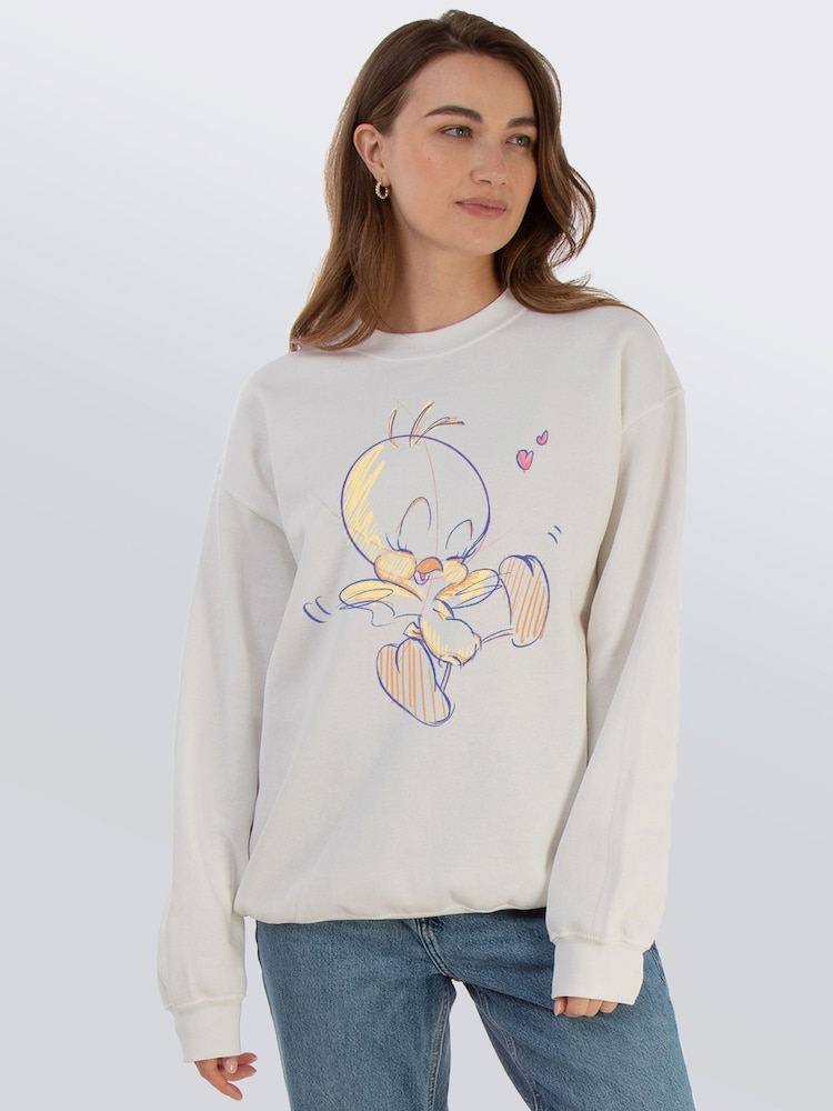 Brands In White Looney Tunes Tweety Draw Sweat Top - Image 1 of 5