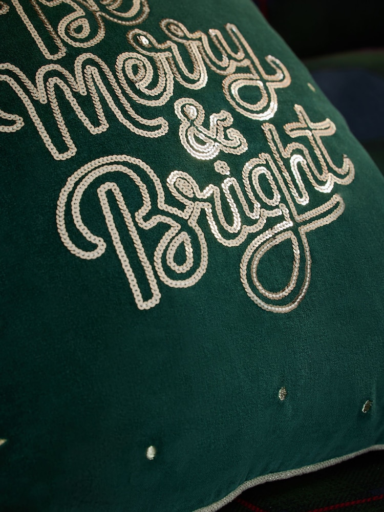 Christmas Embellished Be Merry 43 X 43cm Cushion - 圖片 2/3 Christmas Embellished Be Merry 43 X 43cm Cushion - 圖片 2/3