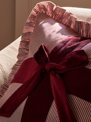 Red 50 X 50cm Christmas Bow Striped Cushion - Image 2 of 4