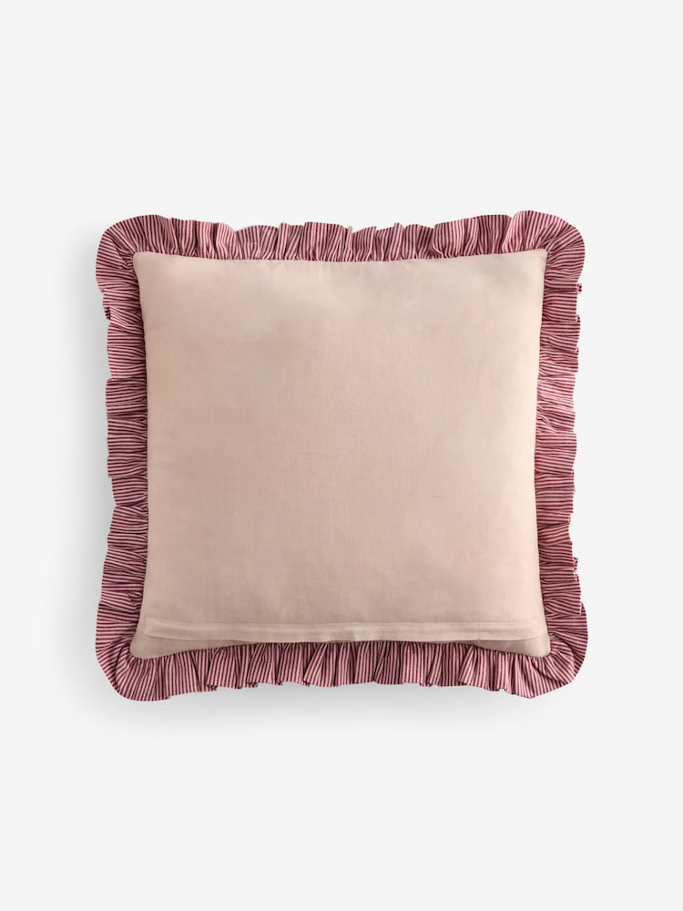 Red 50 X 50cm Christmas Bow Striped Cushion - Image 4 of 4 Red 50 X 50cm Christmas Bow Striped Cushion - Image 4 of 4
