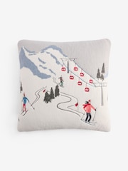 Blue Christmas Ski Scene Cushion - Image 3 of 4