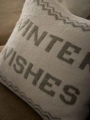 Sage Green Christmas Winter Wishes Knit Cushion - Image 2 of 4