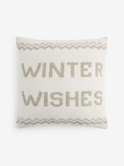 Sage Green Christmas Winter Wishes Knit Cushion - Image 3 of 4