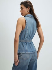 River Island Blue Halterneck Button Detail Waistcoat - Image 3 of 3