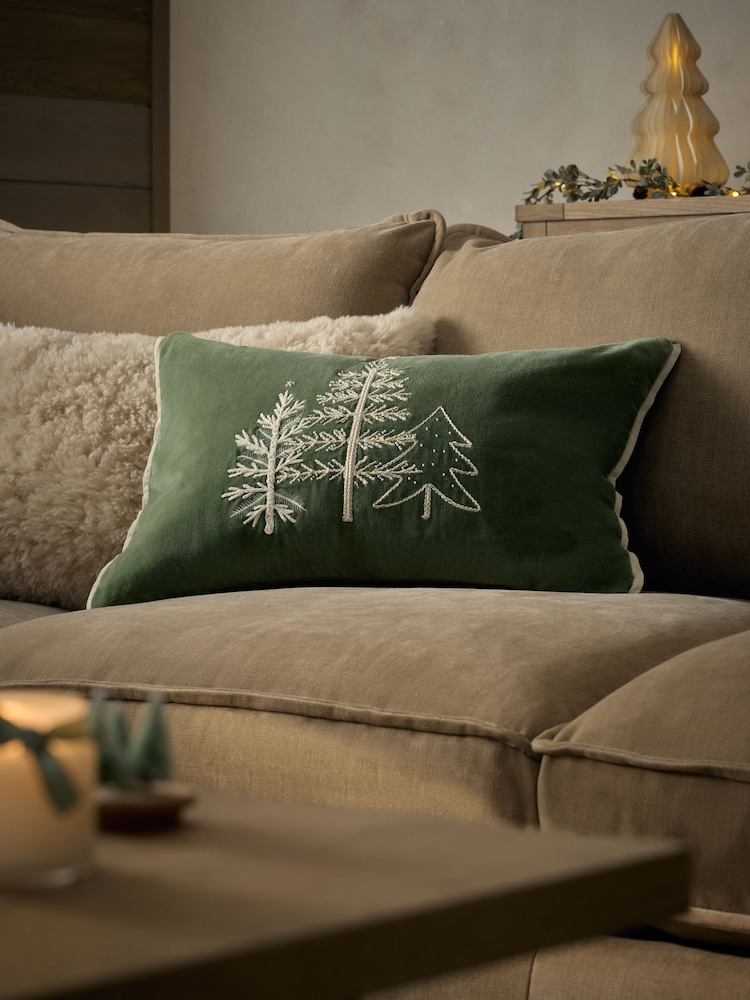 Sage Green Embellished Christmas Tree 40 X 59cm Cushion - Image 1 of 4