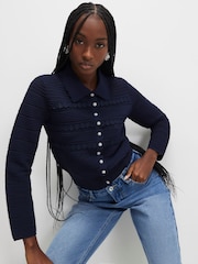 River Island Daisy Collared Scallop Cardigan - תמונה 1 מתוך 3