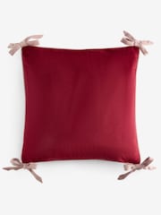 Red Christmas Bow Ho Ho Slogan Cushion - Image 3 of 4