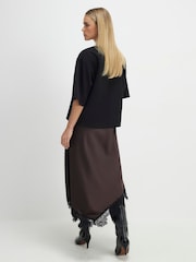 River Island Brown Petite Short Sleeve Lace Hybrid Maxi Dress - Image 3 of 4