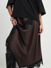 River Island Brown Petite Short Sleeve Lace Hybrid Maxi Dress - Image 4 of 4