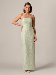Adrianna Papell Green Glitter Jacquard Gown - Image 1 of 6