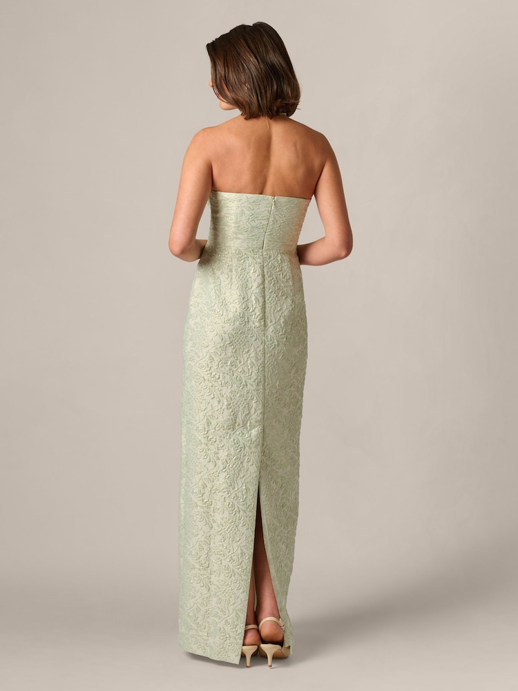 Adrianna Papell Green Glitter Jacquard Gown - Image 2 of 6