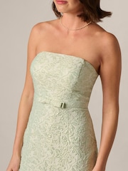 Adrianna Papell Green Glitter Jacquard Gown - Image 5 of 6
