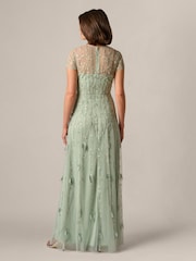 Adrianna Papell Green Beaded 3D Petal Dress - Image 2 of 6