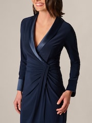 Adrianna Papell Blue Combo Shawl Collar Dress - Image 6 of 6