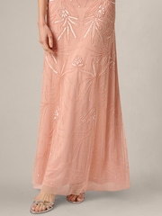 Adrianna Papell Pink Petite Bead Blouson Long Dress - Image 5 of 6