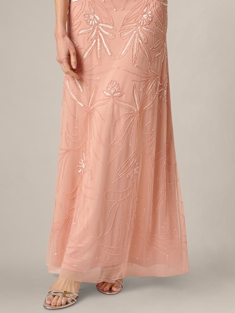 Buy Adrianna Papell Pink Petite Bead Blouson Long Dress from Next Gibraltar