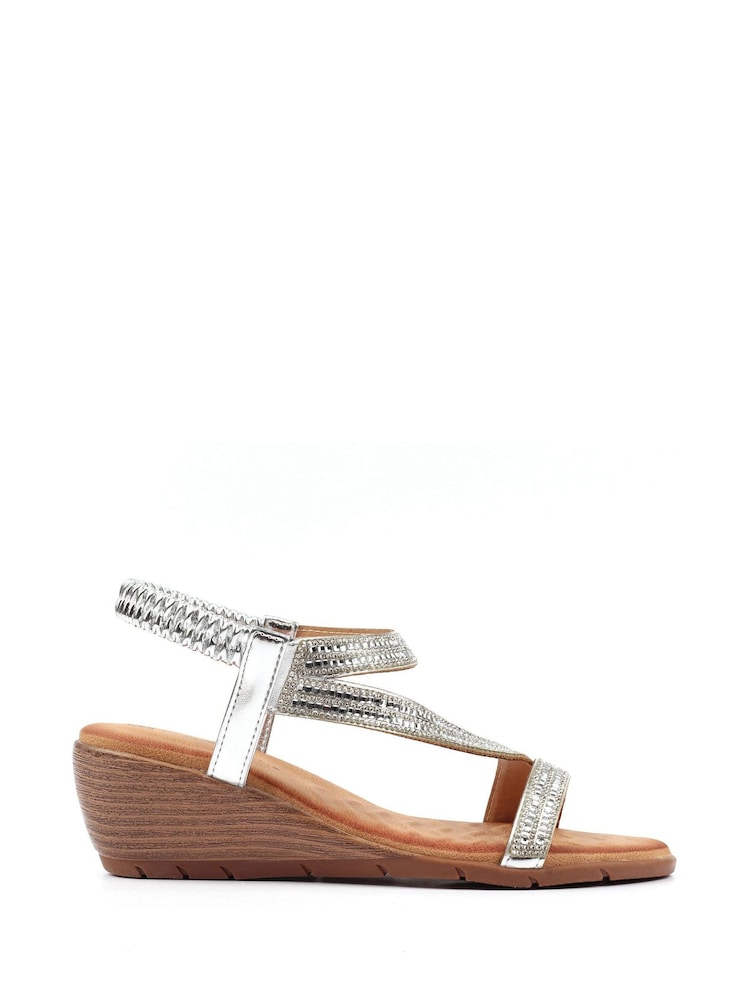 Lunar Silver Darci Wedge Sandals - Image 1 of 6