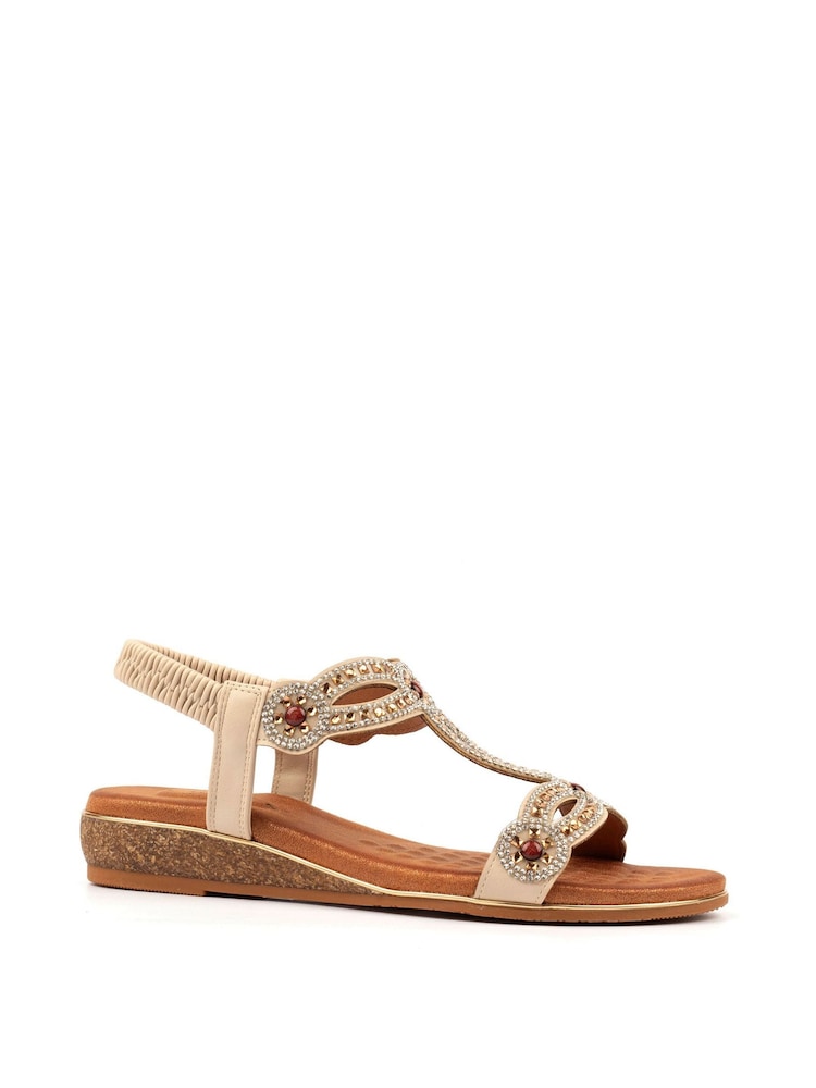Lunar Indigo Beige Wide Fit Sandals - Image 2 of 8