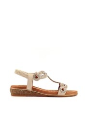 Lunar Indigo Beige Wide Fit Sandals - Image 3 of 8