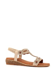 חום - Lunar סנדלים בגזרה רחבה - תמונה 3 מתוך 7