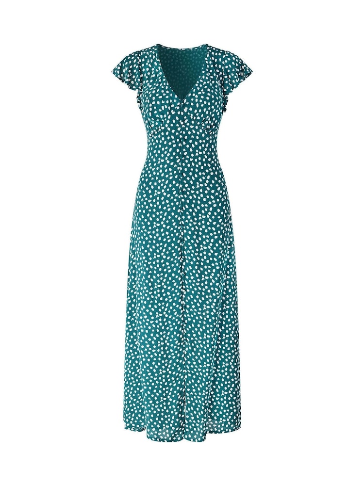 Joe Browns Green Petite Gabriella Spot Print Dress - Image 6 of 6