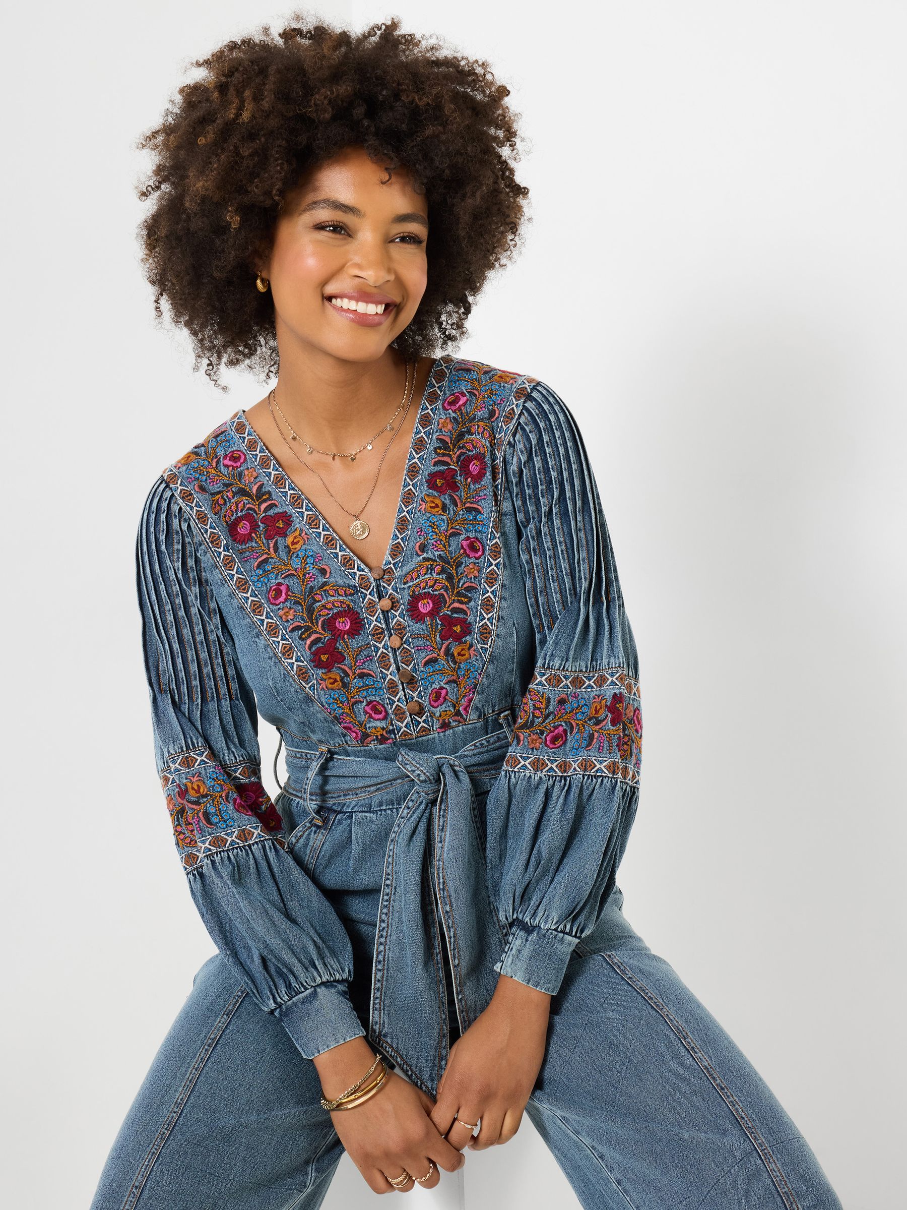 Buy Joe Browns Blue Petite Boutique Embroidered Denim Jumpsuit